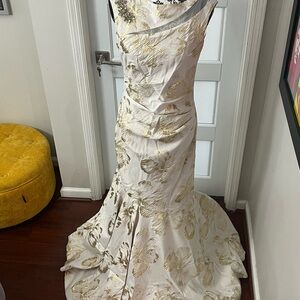 Rickie Freeman Terri Jon dress; Ivory and Gold